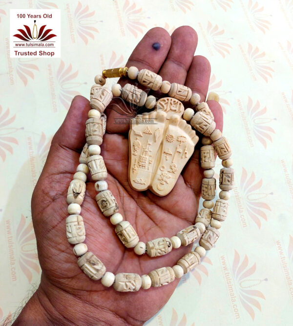 Tulsi Mala Bead With Tulsi Locket Krishna Ji Footprints - Image 2