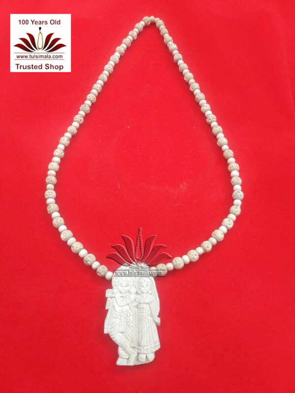 Tulsi Radha Nam Made Bead Mala With Locket Radha Krishna Deities - Image 3
