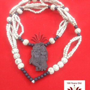 Tulsi Lotus Cutting Bead Mala With Locket Radha Krishna Deities