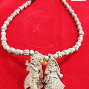 Tulsi Radha Nam Made Bead Mala With Locket Radha Krishna Deities