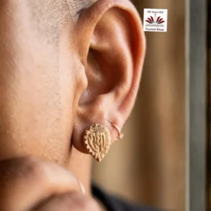 Tulsi Wood Radha Name Carving Ear Tops