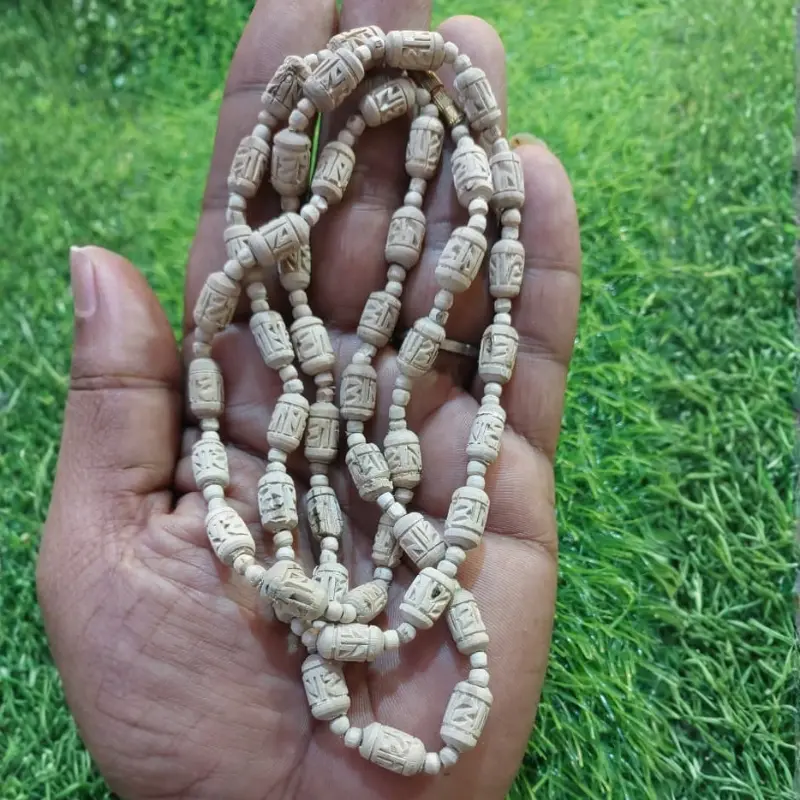 Tulsi Neck Mala With Radha Nam Carving - Image 3