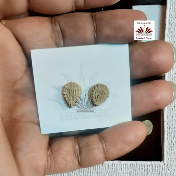 Tulsi Wood Radha Name Carving Ear Tops - Image 3